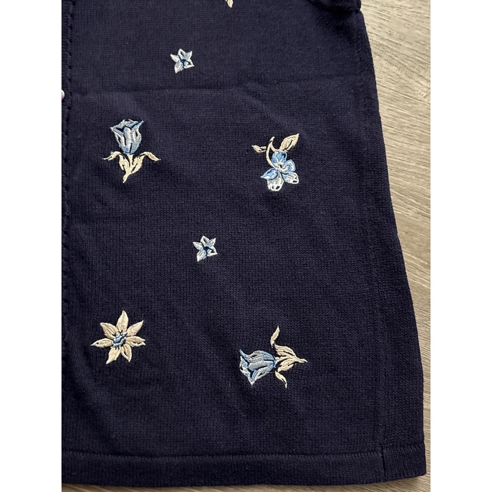 Vintage‎ Maggie Barnes Womens Embroidered Navy Sweater Vest Size 1X Wear 90s - Picture 3 of 4